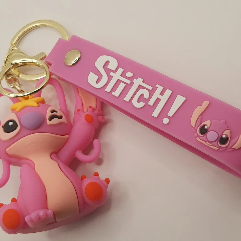 Disney Lilo Stitch Angel Star Silicone 3D Keychain Bag Charm Pendant Keyring